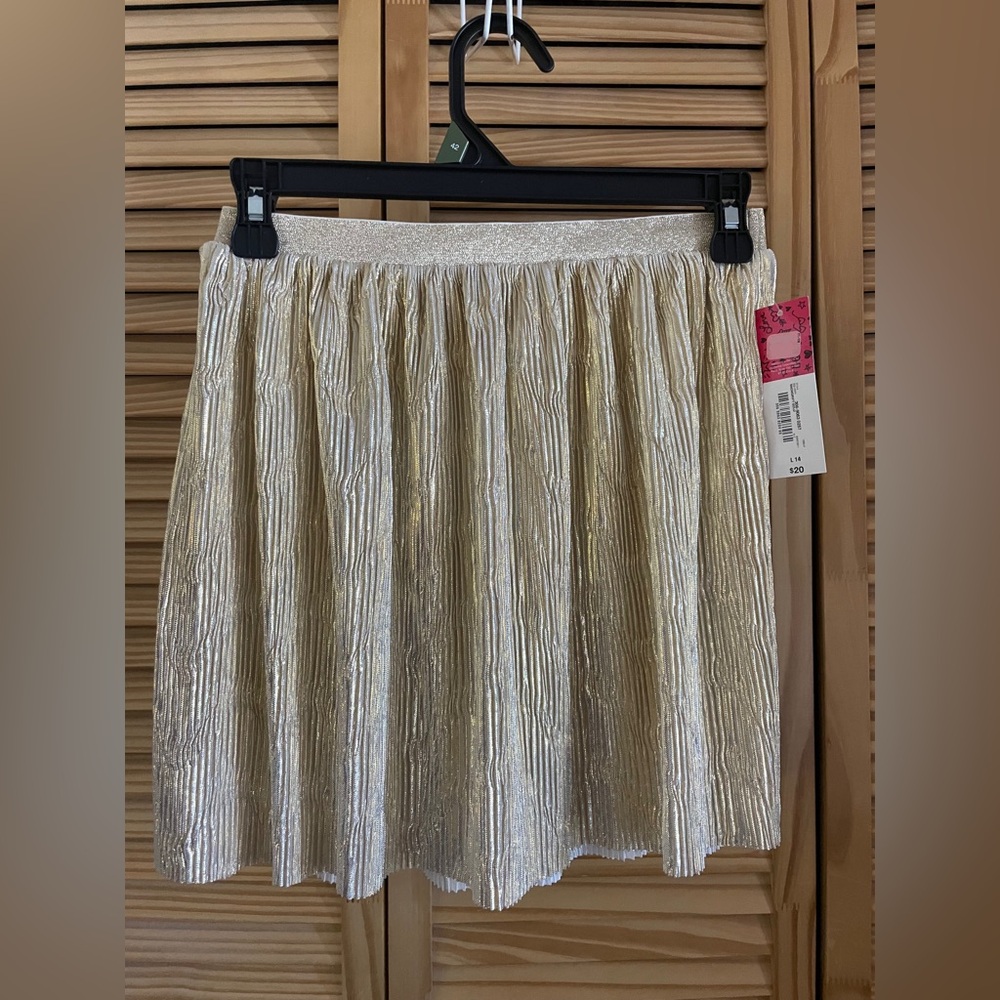 NEW Total Girl gold mini skirt size L 14 regular
